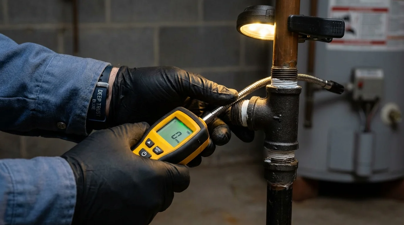 Gas leak detection with electronic sniffer by Johns Plumbing LLC in Owings Mills