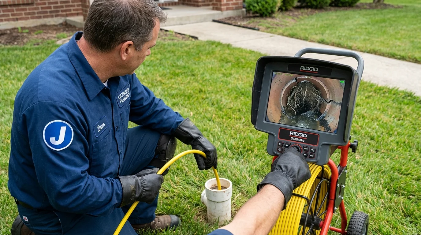Sewer camera inspection being performed by Johns Plumbing LLC in Owings Mills